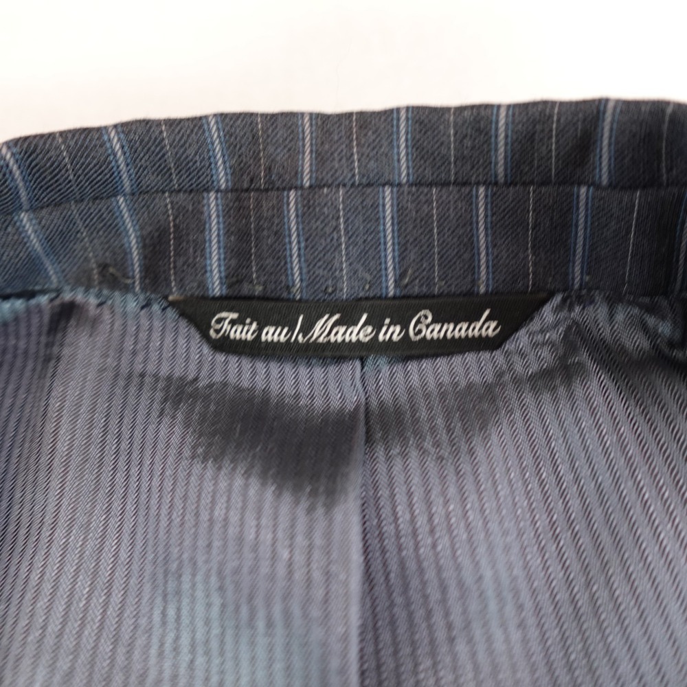 Jack Victor Blazer Mens 44R 100% Wool Blue Vitale CT Pinstripe Three Button Flaw - Picture 3 of 16